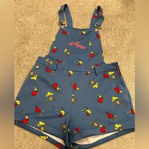 Chucky Good Guys Women Blue Patterened Romper Cover All Short Hot Topics L q08